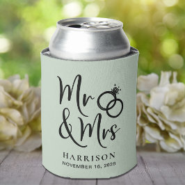 Rafraîchisseur Pour Canette Mariage Favor M. Mme Sage Green Can Cooler