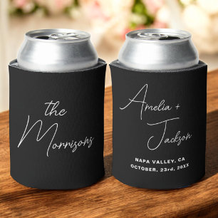 Rafraîchisseur Pour Canette Mariage Favoriser Noir Blanc Moderne Noms Minimali
