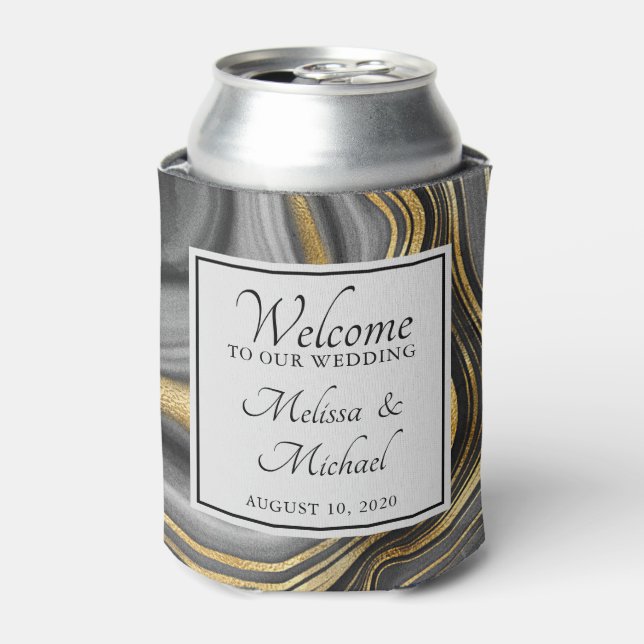 Rafraîchisseur Pour Canette Mariage Géode Gold & Grey Agate (Can devant)