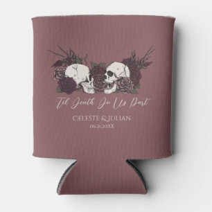 Rafraîchisseur Pour Canette Mariage gothique Crânes & Roses Mauve Rose