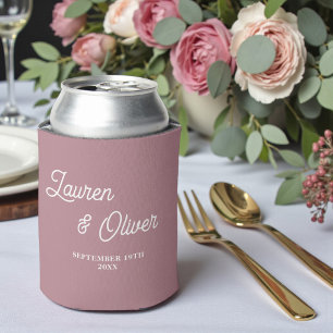 Rafraîchisseur Pour Canette Mariage Moderne Tendance Rose Poussiéreuse Script