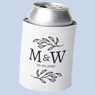 Rafraîchisseur Pour Canette Mariage Monogramme Couple Date Élégante Botanique