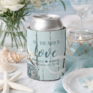 Rafraîchisseur Pour Canette mariage nautique plage bleu aqua coquillage étoile