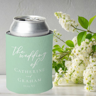 Rafraîchisseur Pour Canette Mariage personnalisé Chic Mint Green White