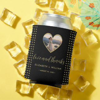 Rafraîchisseur Pour Canette Mariage personnalisé pois dorés et noirs