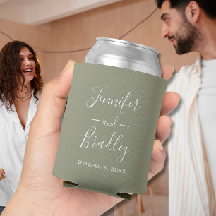 Rafraîchisseur Pour Canette Mariage personnalisé Sage Green