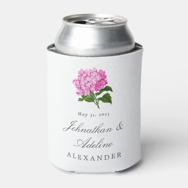 Rafraîchisseur Pour Canette Mariage rose Hydrangea Fleur Favor (Can devant)