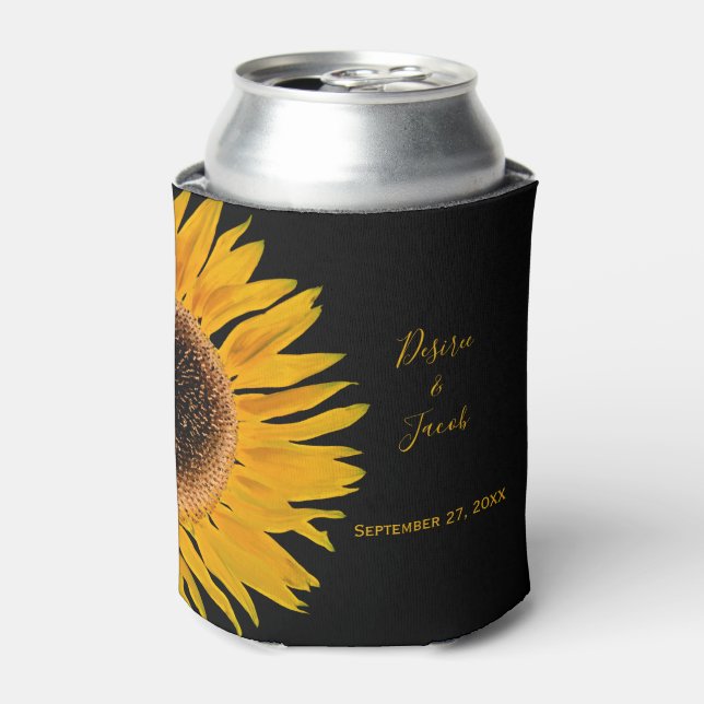 Rafraîchisseur Pour Canette Mariage rustique Elegant Jaune Tournesol Noir (Can devant)