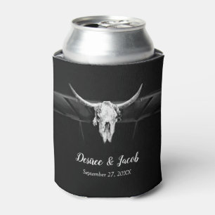 Rafraîchisseur Pour Canette Mariage Rustique Western Noir et Blanc Taureau