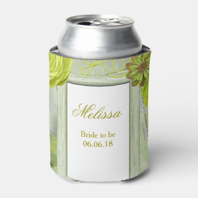 Rafraîchisseur Pour Canette Mariage Vert Floral Personnalisé (Can devant)