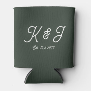 Rafraîchisseur Pour Canette Mariage vert forêt Favoriser Monogrammed Can Coole