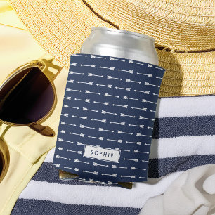 Rafraîchisseur Pour Canette Marine & Flèches blanches Personnalisées