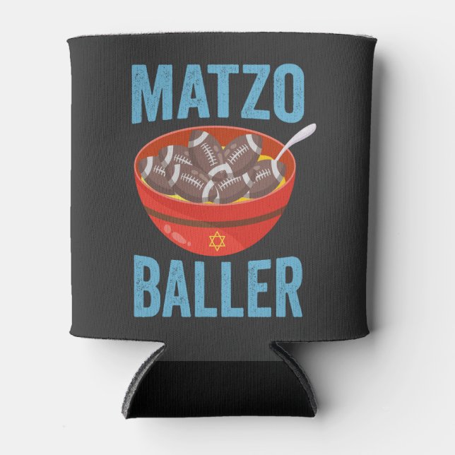 Rafraîchisseur Pour Canette Matzo Baller Funny Football Hanoukka Rugby Cadeau (Devant)