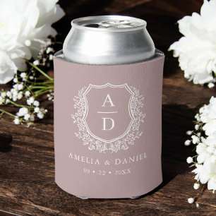 Rafraîchisseur Pour Canette Mauve Botanique Crest Moderne Monogramme Mariage