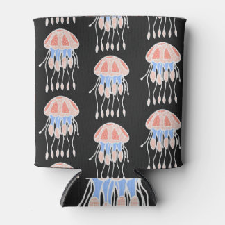 Rafraîchisseur Pour Canette Méduse peinte à la main, motif vintage vibrant.