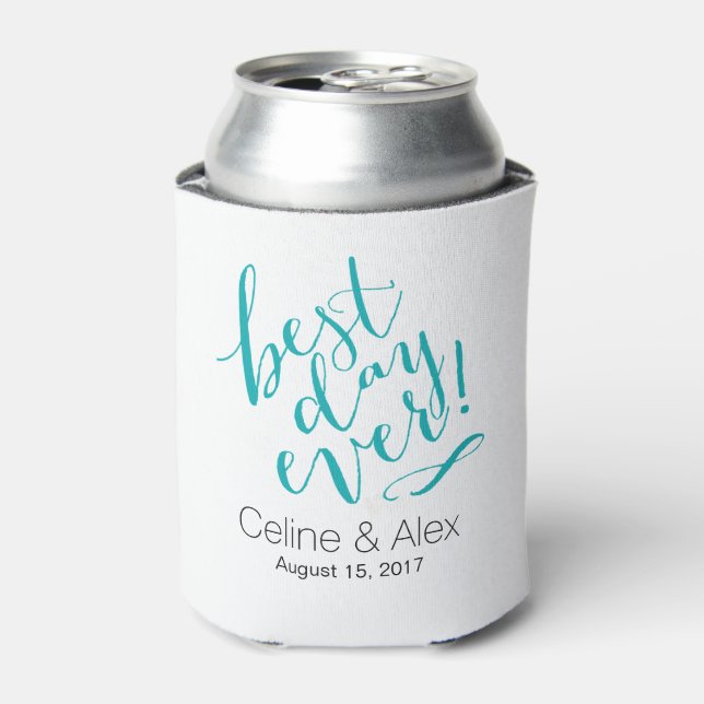 Rafraîchisseur Pour Canette MEILLEUR JOUR Jour de mariage | TURQUOISE (Can devant)