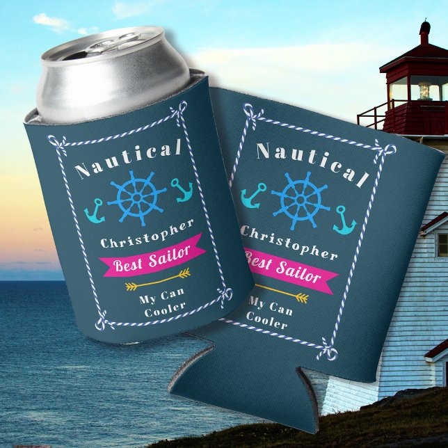 Rafraîchisseur Pour Canette Meilleur marin nautique Turquoise (Nautical Best Sailor Teal Can Cooler.)