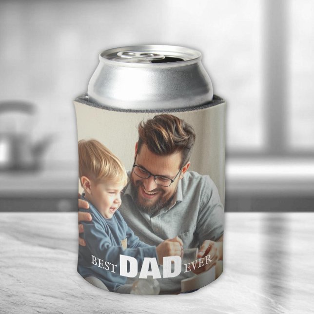 Rafraîchisseur Pour Canette Meilleur papa jamais Typographie Photo (Créateur téléchargé)