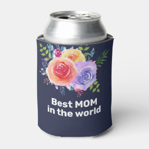 Rafraîchisseur Pour Canette Meilleure maman dans le monde Roses d'aquarelle