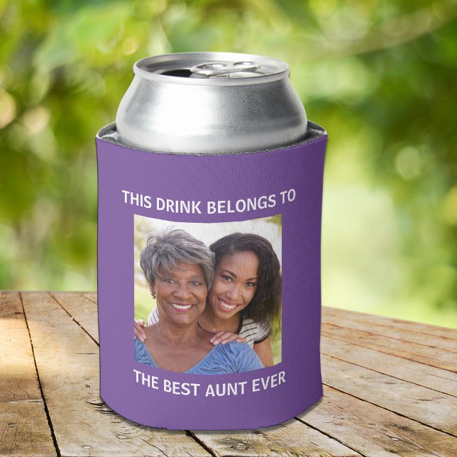 Rafraîchisseur Pour Canette Meilleure Tante Jamais Personnalisée Photo Violet (Créateur téléchargé)