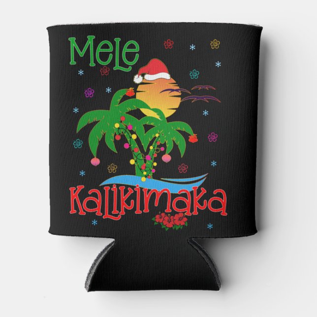 Rafraîchisseur Pour Canette Mele Kalikimaka Hawaiian Joyeux Noël Aloha (Devant)