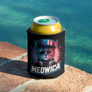Rafraîchisseur Pour Canette Meowica 4 juillet Chat Drapeau Américain Amérique 