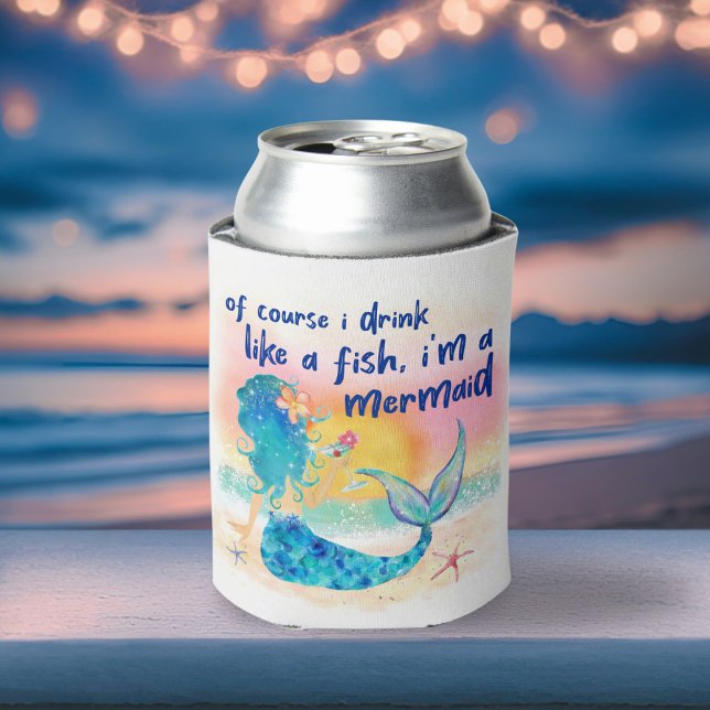 Rafraîchisseur Pour Canette Mer de Mermaid | Boire comme poisson Plage tropica (Créateur téléchargé)