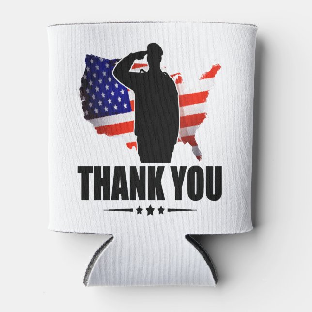 Rafraîchisseur Pour Canette Merci pour votre drapeau Service American (Devant)