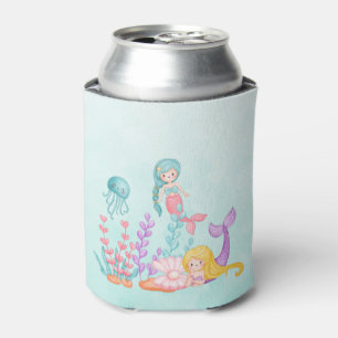 Rafraîchisseur Pour Canette Mermaids et méduses sous l'aquarelle marine