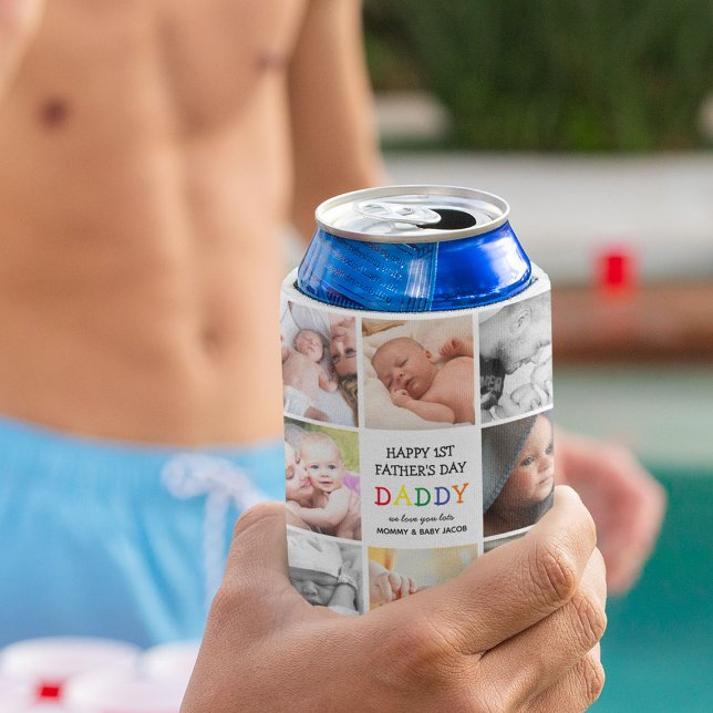 Rafraîchisseur Pour Canette Mignonne papa de première Fête des pères | Collage (Créateur téléchargé)
