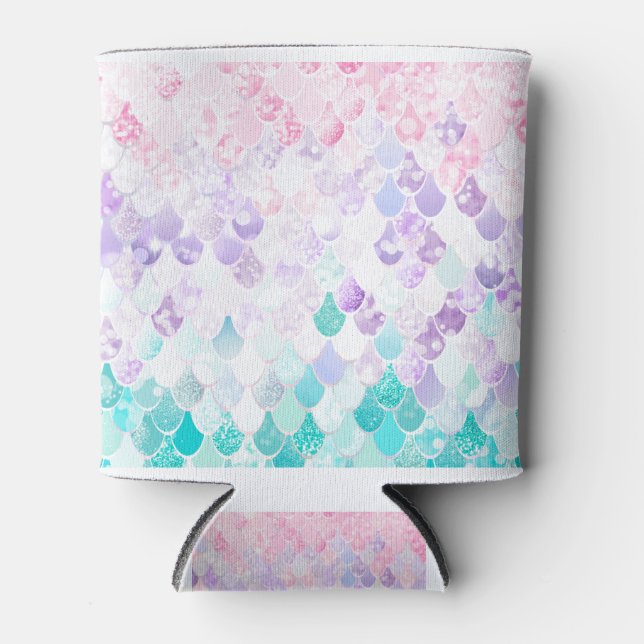 Rafraîchisseur Pour Canette Mignonne Sirène Pastel Iridescente, Rose, Violet,  (Devant)