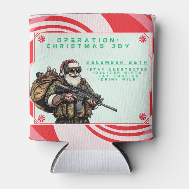 Rafraîchisseur Pour Canette Militaire amusant/Père Noël de Noël (Devant)