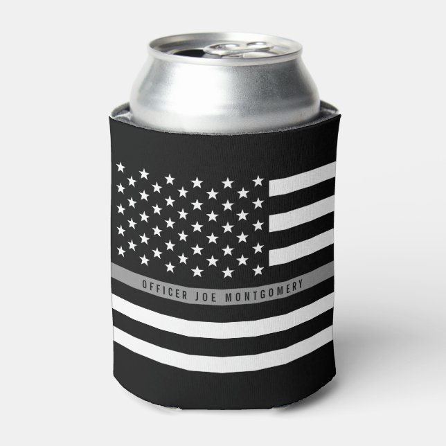 Rafraîchisseur Pour Canette Mince Gris Line American Flag Monogramme (Can devant)