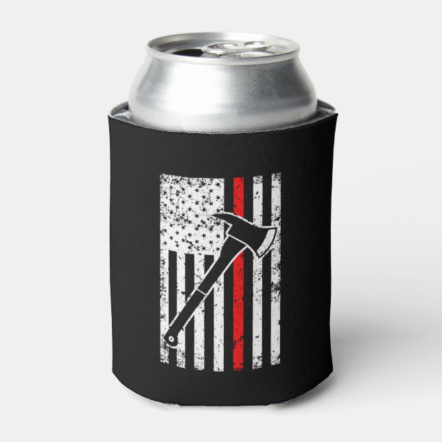 Rafraîchisseur Pour Canette Mince Red Line Firefighter hommes's Flag peut refr (Can devant)