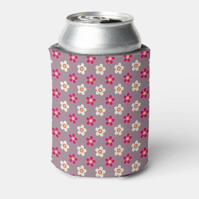 Rafraîchisseur Pour Canette Modèle floral de pourpre et de fleurs blanches sur (Can Dos)