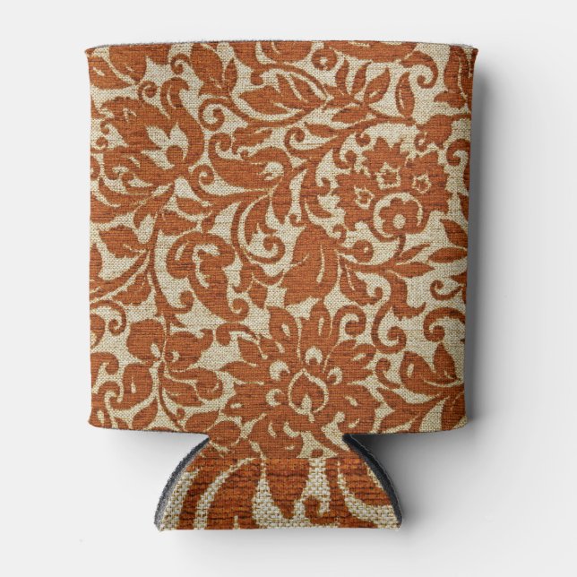 Rafraîchisseur Pour Canette Modèle floral javanais : texture tissée. (Devant)