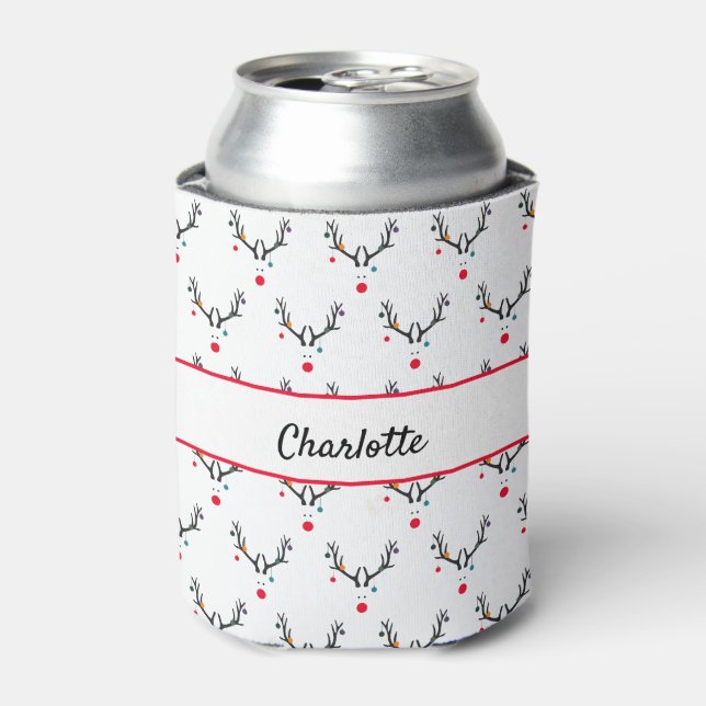 Rafraîchisseur Pour Canette Moderne drôle renne de Noël blanc élégant (Can devant)