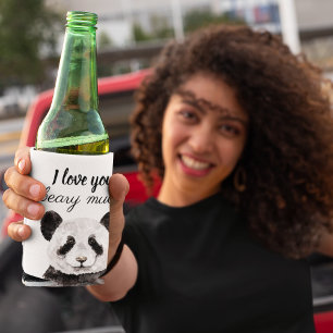 Rafraîchisseur Pour Canette Moderne Je T'Aime Beary Beaucoup Panda Noir Et Bla