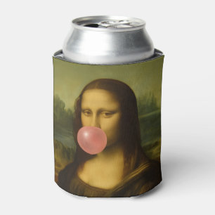 Rafraîchisseur Pour Canette Mona Lisa soufflant de bulle rose