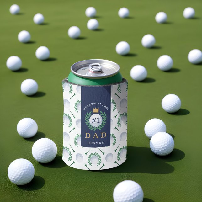 Rafraîchisseur Pour Canette Monde #1 Papa Prestigieux Royal Crown Golf Ball (World's #1 Dad Prestigious Royal Crown Golf Ball Can Cooler)