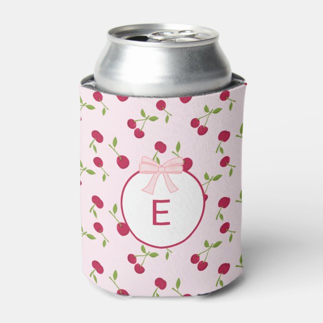 Rafraîchisseur Pour Canette  Monogram Cherry Coquette Pink Custom Cute (Can devant)