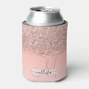 Rafraîchisseur Pour Canette Monogramme à dégradé rose Rose or Confetti