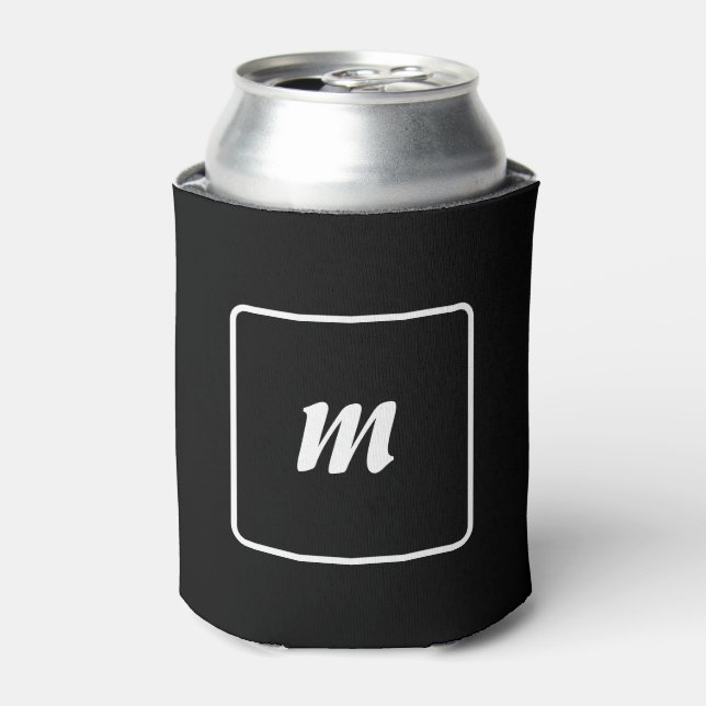Rafraîchisseur Pour Canette Monogramme à rayures noir et blanc (Can devant)