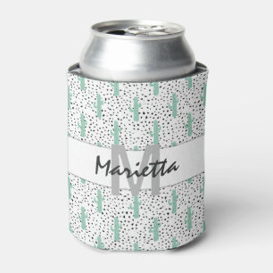 Rafraîchisseur Pour Canette Monogramme abstrait artistique moderne de cactus