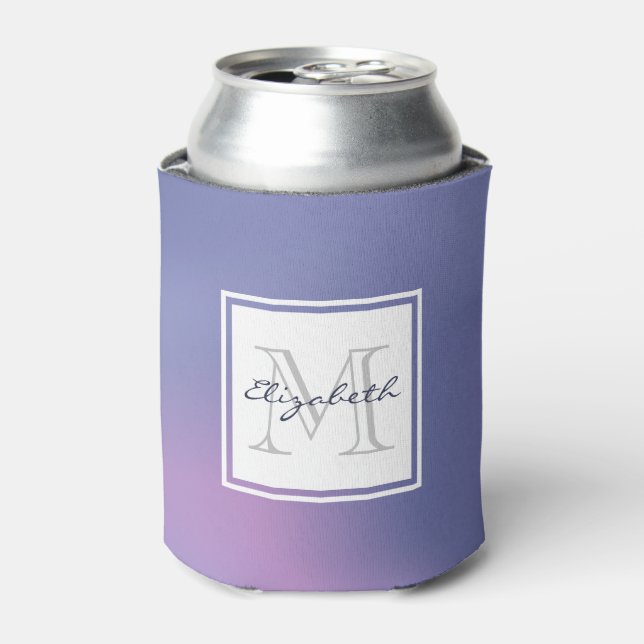 Rafraîchisseur Pour Canette Monogramme Abstrait moderne violet et rose (Can devant)