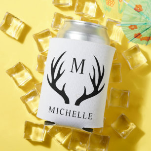 Rafraîchisseur Pour Canette Monogramme Antler Cerf Blanc Et Noir Personnalisab