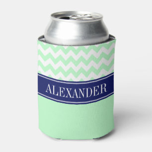 Rafraîchisseur Pour Canette Monogramme CB blanc menthe Nom Navy