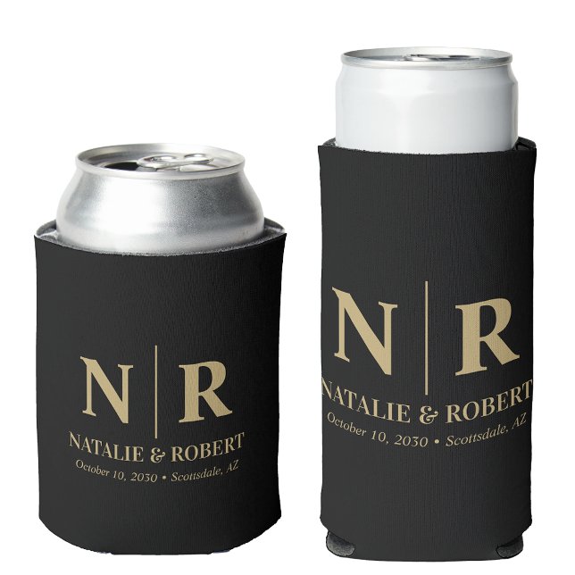 Rafraîchisseur Pour Canette Monogramme de mariage élégant Initiales de mariés (Créateur téléchargé)