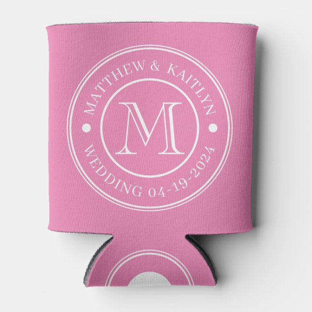Rafraîchisseur Pour Canette Monogramme de mariage rose (Devant)