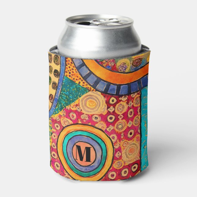 Rafraîchisseur Pour Canette Monogramme de Motif de Patchwork Abstrait moderne (Can devant)